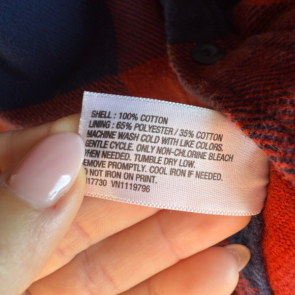 Mossimo Supply Co. Navy & Red Check Flannel Hoodie Sz: S - Picture 6 of 8